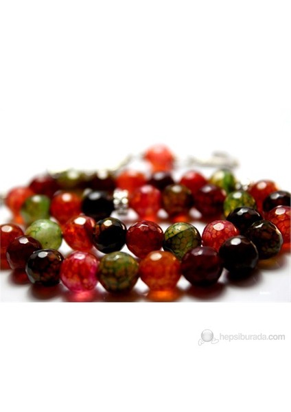 Damarlı Renkli Akik Taşı Tesbih 8 mm Faset Kesim fırsatları