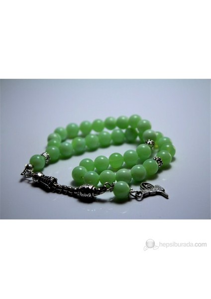 Yeşil Akik Taşı Tesbih 8 mm Küre Kesim