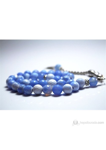 Mavili Akik Taşı Tesbih 8 mm Faset Kesim fırsatları