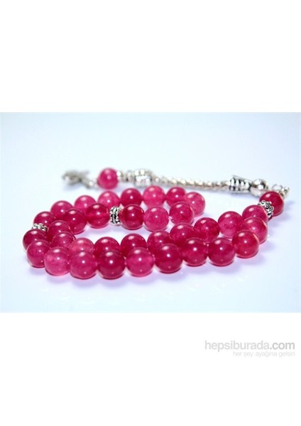 Pembe Akik Taşı Tesbih 8 mm Küre Kesim