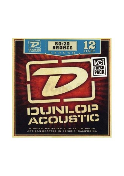 Jim Dunlop DAB1254 Light 80/20 Bronze Akustik Gitar Teli (12-54)