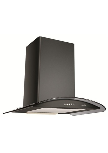 8631 Sessiz Siyah Oval Cam Davlumbaz