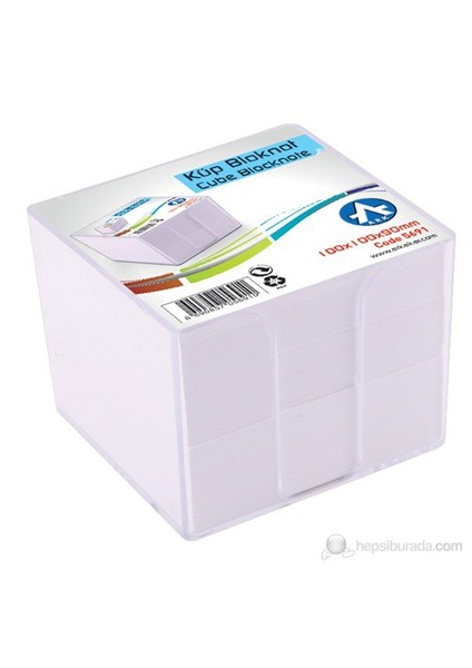 Plastik Küp Bloknot 10x10 cm + Kağıt