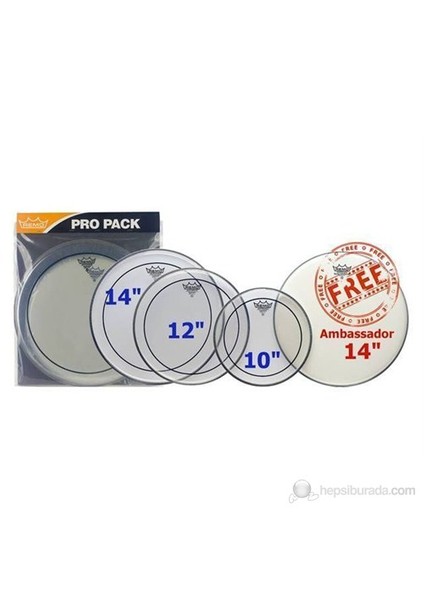 PP-0110-PS ProPack 10/12/14 Pinstripe Şeffaf + 14" Ambassador Kumlu Deri Seti