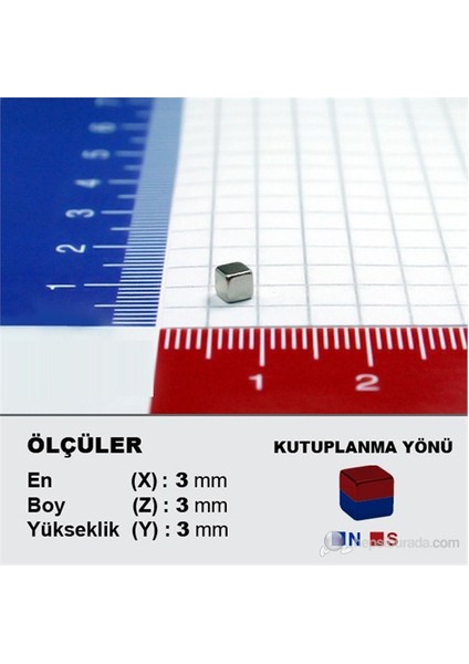 Neodyum Mıknatıs Küp 3x3x3 mm (150'li Paket) modelleri