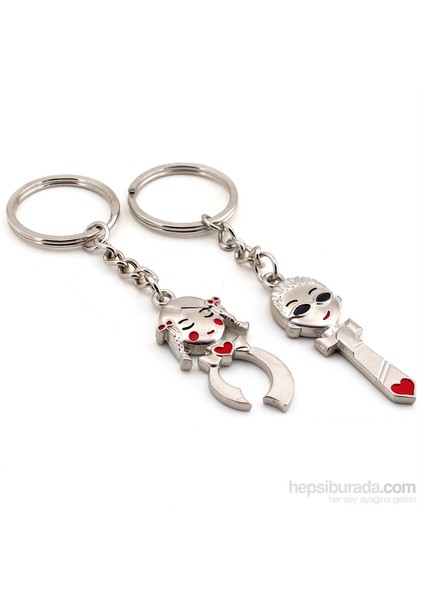 Erkek Kız Çocuk İkili Metal Anahtarlık Kc591