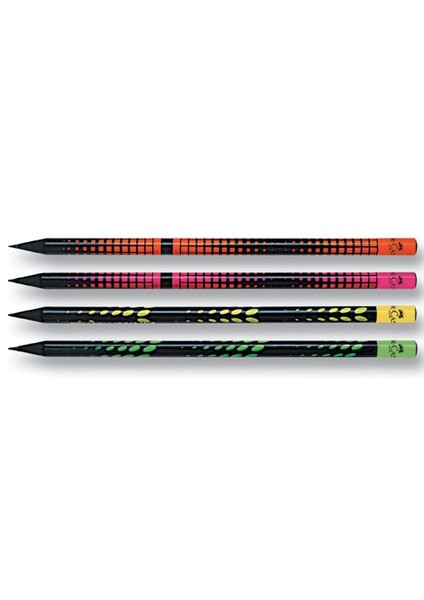 Faber Castell Siyah Lata Kurşun Kalem Renkli Ağ Desenli -u4222 - 72li