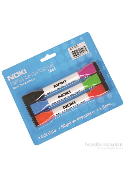 Beyaz Tahta Kalemi Çift Uçlu Silgili 3'Lü Blister