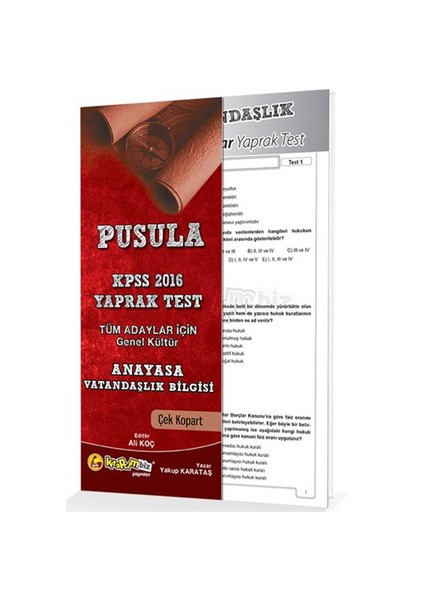 Kpss 2016 Anayasanın Pusulası Çek Kopar Yaprak Test