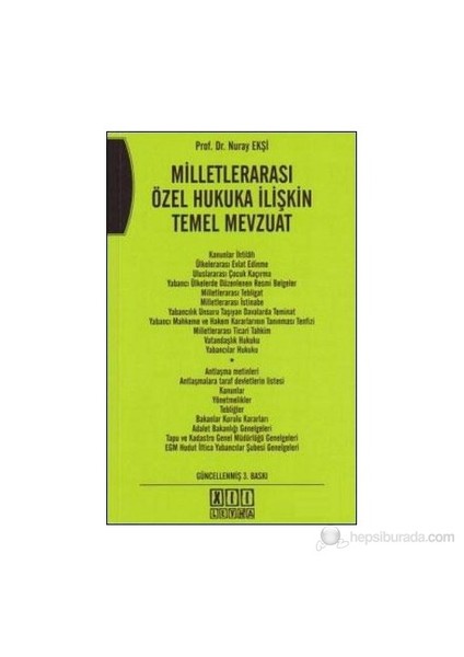 Milletlerarası Özel Hukuka İlişkin Temel Mevzuat-Nuray Ekşi