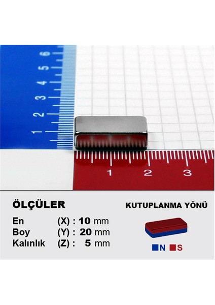 Neodyum Mıknatıs Blok 20x10x5 mm (6'lı Paket) modelleri