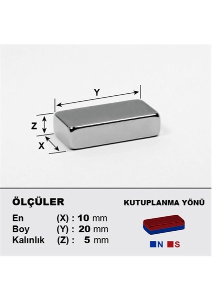 Neodyum Mıknatıs Blok 20x10x5 mm (6'lı Paket) fırsatları