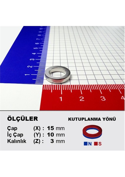 Neodyum Mıknatıs Halka D15xd10x3 mm (15'li Paket) modelleri