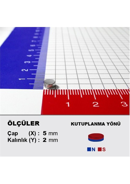 Neodyum Mıknatıs Silindir D5x2 mm (100'lü Paket) modelleri