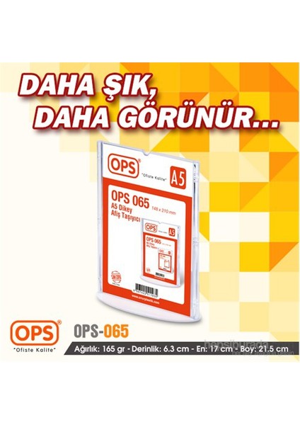OPS065 A5 Dikey Afiş Taşıyıcı (Şeffaf)