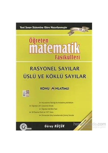 Gür Yayınları Öğreten Matematik Fasikülleri Rasyonel Üslü Ve Köklü Sayılar  Konu Anlatımlı