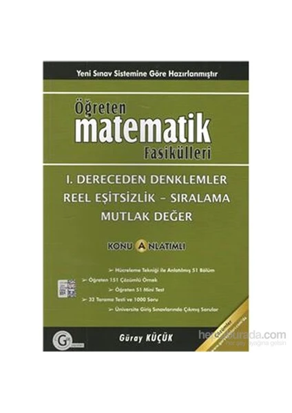 Gür Yayınları Öğreten Matematik Fasikülleri 1.Dereceden Denklemler Reel Eşitsizlik Sıralama Mutlak Değer Konu