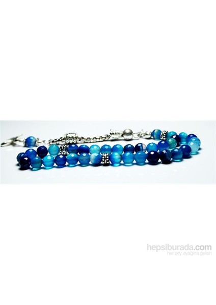 6 mm Faset Kesim Mavi Alacalı Akik Taşı Tesbih fiyatları