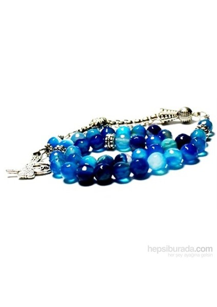 6 mm Faset Kesim Mavi Alacalı Akik Taşı Tesbih modelleri