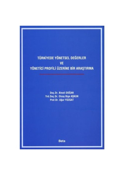 Türkiye'de Yönetsel Değerler Ve Yönetici Profili Üzerine Bir Araştırma