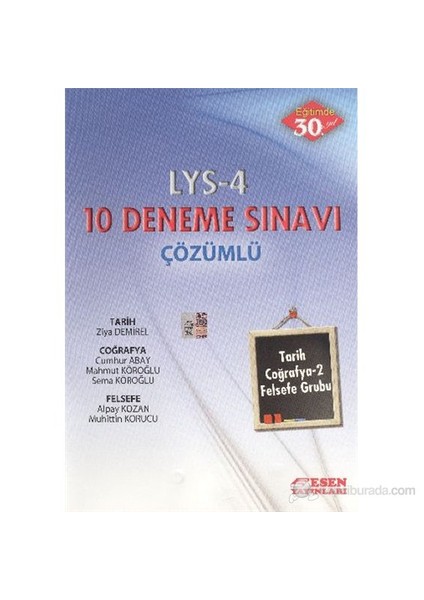 LYS-4 10 Deneme Sınavı [Tarih-Coğrafya 2-Felsefe Grubu] (Çözümlü)