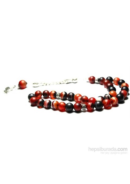 10 mm Küre Kesim Mat Siyah Kahve Alacalı Akik Taşı Tesbih