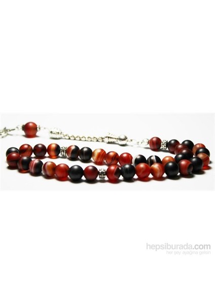 10 mm Küre Kesim Mat Siyah Kahve Alacalı Akik Taşı Tesbih