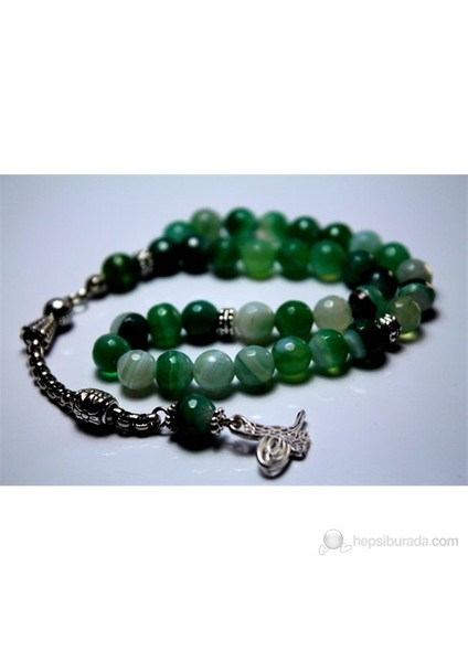 Yeşil Alacalı Akik Taşı Tesbih 8 mm Faset Kesim modelleri