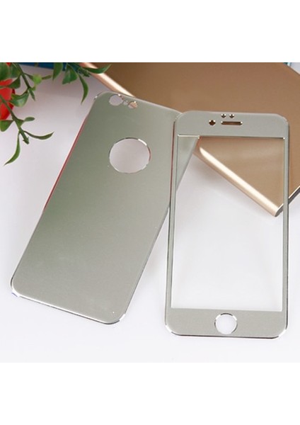 Apple iPhone 6 Plus Metal Kenarlı Gri Ön Arka Cam Ekran Koruyucu