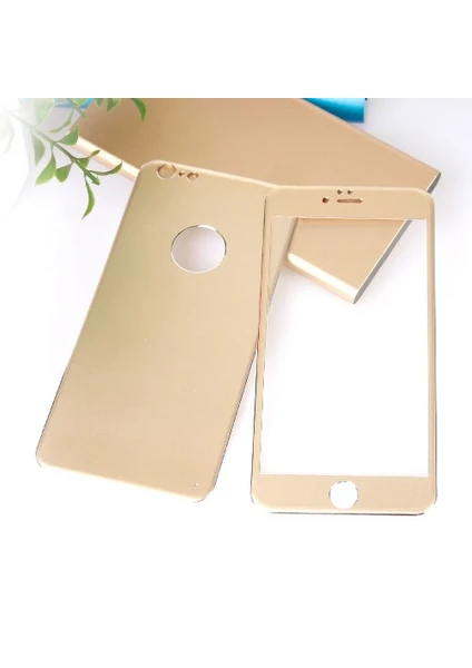 Apple iPhone 6 Plus Metal Kenarlı Gold Ön Arka Cam Ekran Koruyucu