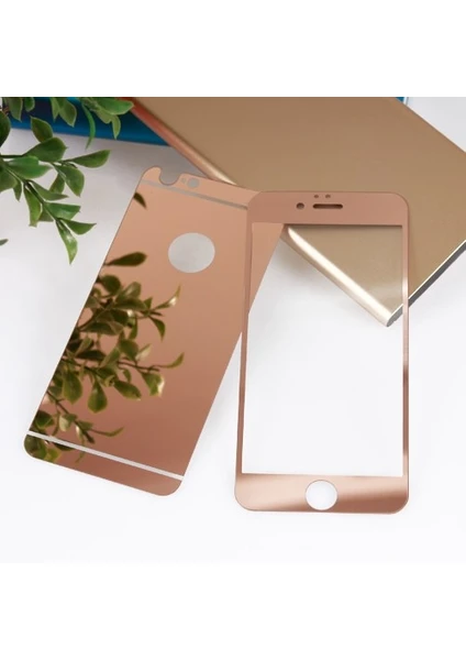 Apple iPhone 6 Plus -  6S Plus Aynalı Ön Arka Cam Ekran Koruyucu Rose Gold