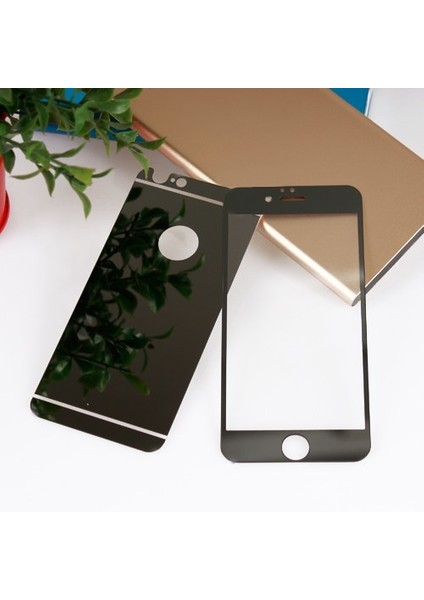 Apple iPhone 6 Plus - 6S Plus Aynalı Ön Arka Cam Ekran Koruyucu Siyah