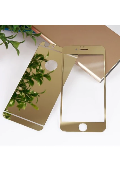 Apple iPhone 6 Plus -  6S Plus Aynalı Ön Arka Cam Ekran Koruyucu Gold