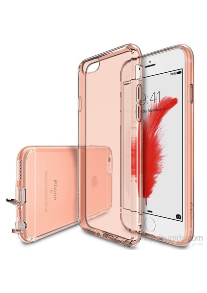 Air iPhone 6s Plus/ 6 Plus Kılıf Rose Gold - Ultra Hafif Esnek İnce Renkli Transparan