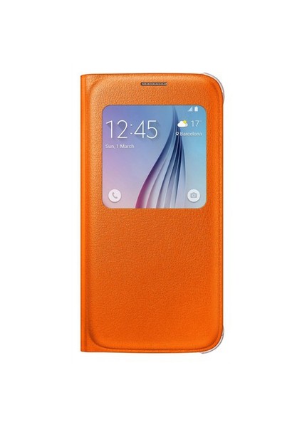 S6 S-View Cover Kılıf Deri Turuncu EF-CG920POEGWW