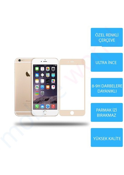Mobile World iPhone 6 PLUS Renkli Cam Ekran Koruyucu Gold - 2570