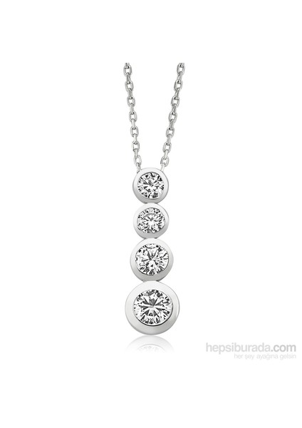 Bayan Lili Dört Taş Gümüş Kolye