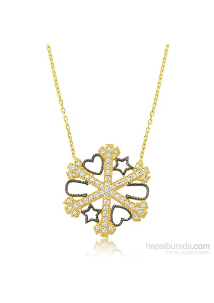 Bayan Lili Altın Kaplama Kar Tanesi Gümüş Şans Kolye