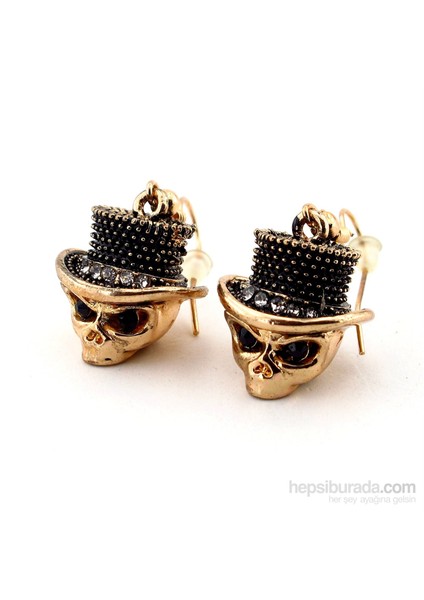 Sallantılı Kurukafa Gold Tone Bayan Küpe E210