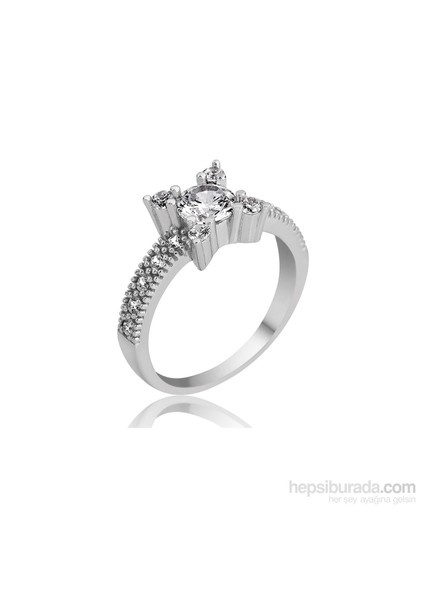 Olivin Accessories Gümüş Çoktaşlı Tektaş Yüzük 605562