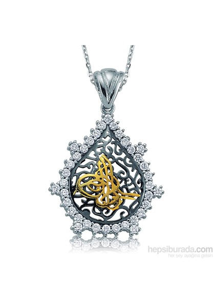Olivin Accesories Gümüş Damla Tuğra Kolye 432806