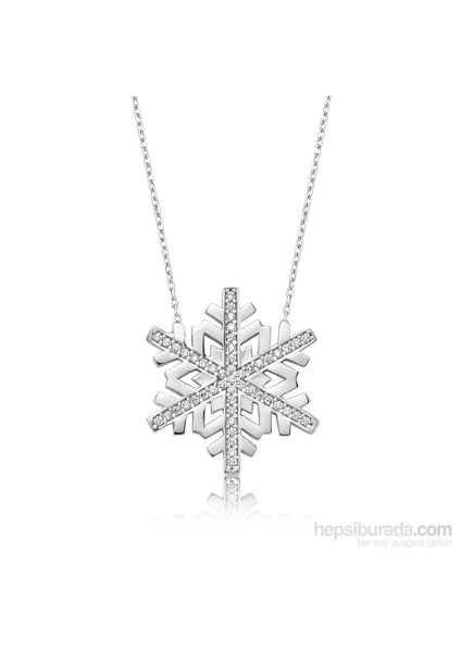 Bayan Lili Gümüş Kar Tanesi Kolye