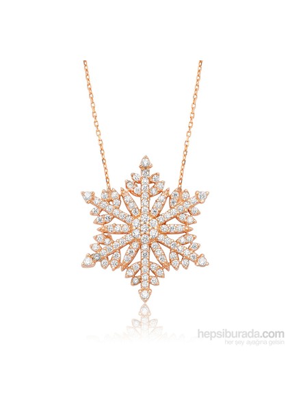 Bayan Lili Gümüş Çok Taşlı Kar Tanesi Kolye