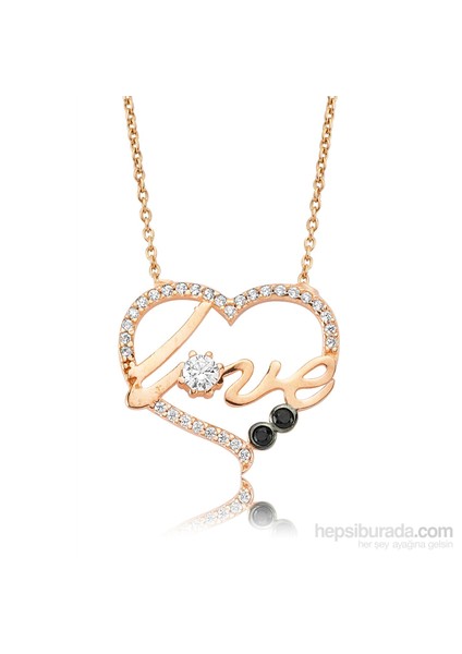 Bayan Lili Gümüş Kalp Love Kolye
