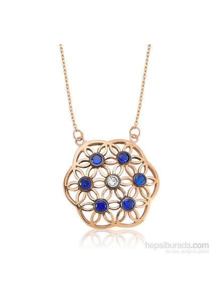 Olivin Accesories Gümüş Mavi Yaşam Çiçeği Kolye 432755