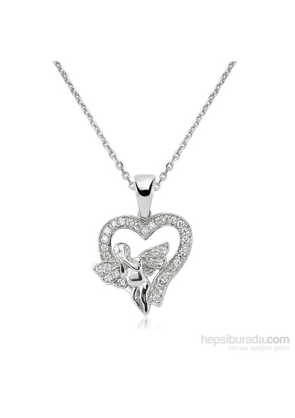 Bayan Lili Gümüş Kalbimin Meleği Kolye