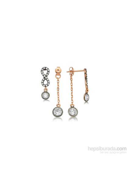 Olivin Accesories Gümüş Çift Taraflı Sonsuzluk Küpe 432146