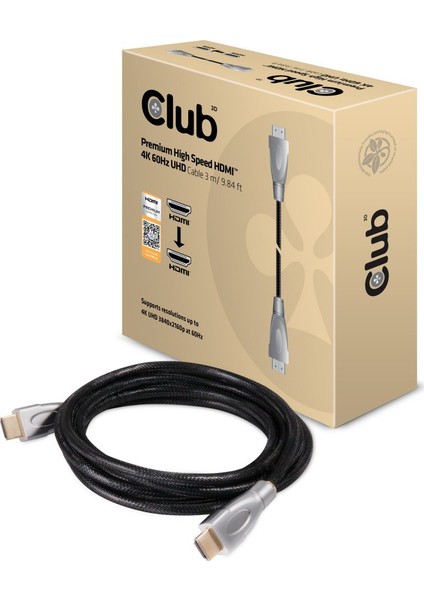 HDMI to HDMI 2.0 3m Altın Kaplama Çıkışlar/Örgülü Kablo/4K UHD Kablo (CAC-1310)