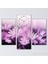 - Purple Flowers 3 Parçalı Simetrik Canvas Tablo Saat - 80X60cm 1