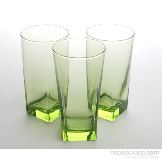 Paşabahçe Carre Meşrubat-Su Bardağı 3Lü-Yeşil